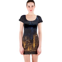 Architecture Buildings City Short Sleeve Bodycon Dress by Wegoenart