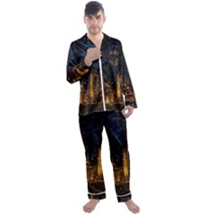 Architecture Buildings City Men s Satin Pajamas Long Pants Set