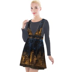 Architecture Buildings City Plunge Pinafore Velour Dress by Wegoenart