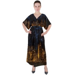 Architecture Buildings City V-neck Boho Style Maxi Dress