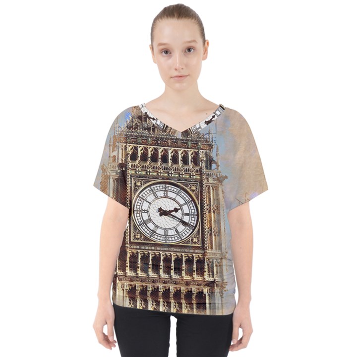 Big Ben London Wes Ben Big V-Neck Dolman Drape Top