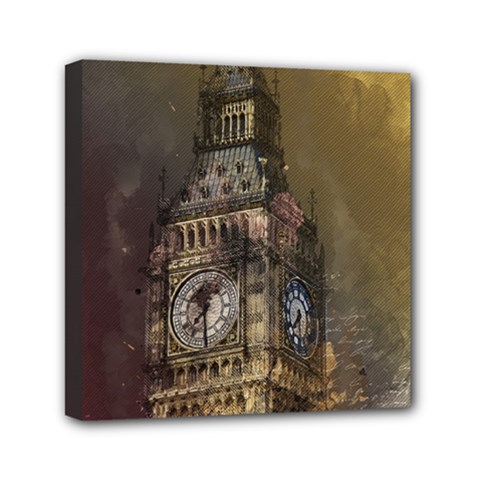 London Big Ben Building Mini Canvas 6  X 6  (stretched) by Wegoenart