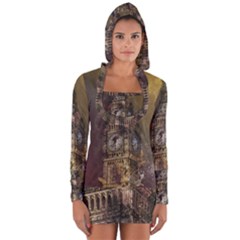 London Big Ben Building Long Sleeve Hooded T-shirt by Wegoenart