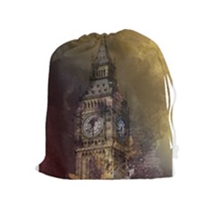 London Big Ben Building Drawstring Pouch (xl) by Wegoenart