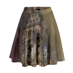 London Big Ben Building High Waist Skirt by Wegoenart