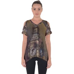 London Big Ben Building Cut Out Side Drop Tee by Wegoenart