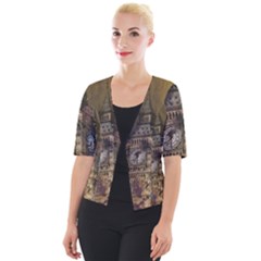 London Big Ben Building Cropped Button Cardigan by Wegoenart