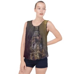 London Big Ben Building Bubble Hem Chiffon Tank Top by Wegoenart