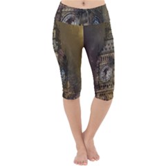 London Big Ben Building Lightweight Velour Cropped Yoga Leggings by Wegoenart