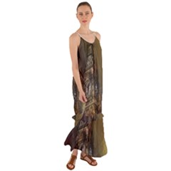 London Big Ben Building Cami Maxi Ruffle Chiffon Dress