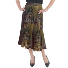 London Big Ben Building Midi Mermaid Skirt by Wegoenart