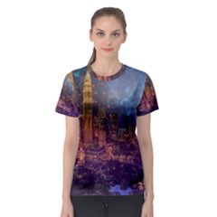 City Lights Skyline Buildings Women s Sport Mesh Tee