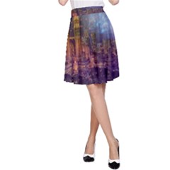 City Lights Skyline Buildings A-line Skirt by Wegoenart