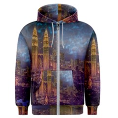 City Lights Skyline Buildings Men s Zipper Hoodie by Wegoenart