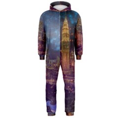 City Lights Skyline Buildings Hooded Jumpsuit (men)  by Wegoenart