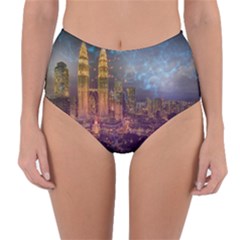 City Lights Skyline Buildings Reversible High-waist Bikini Bottoms by Wegoenart