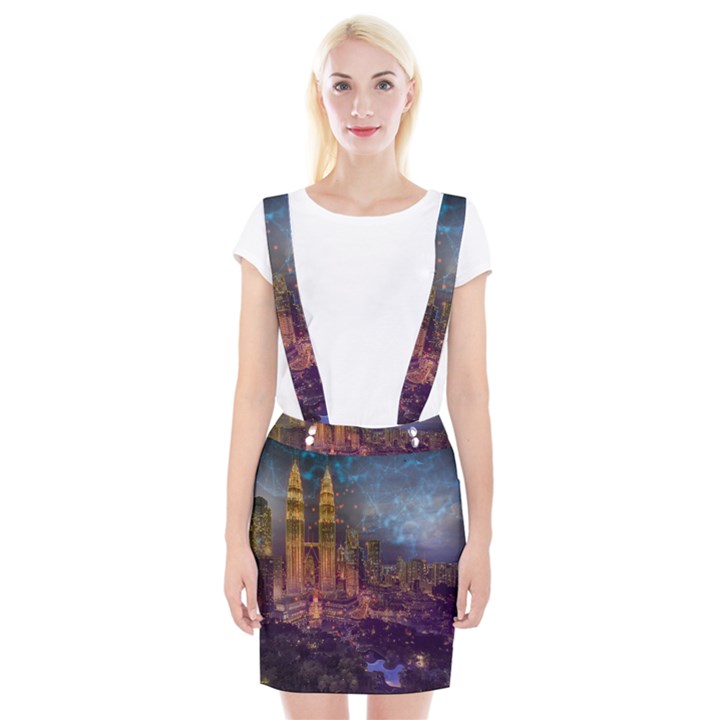 City Lights Skyline Buildings Braces Suspender Skirt