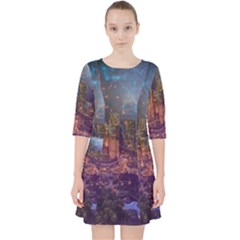 City Lights Skyline Buildings Pocket Dress by Wegoenart