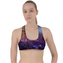 City Lights Skyline Buildings Criss Cross Racerback Sports Bra by Wegoenart