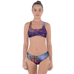 City Lights Skyline Buildings Criss Cross Bikini Set by Wegoenart