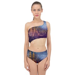 City Lights Skyline Buildings Spliced Up Two Piece Swimsuit by Wegoenart