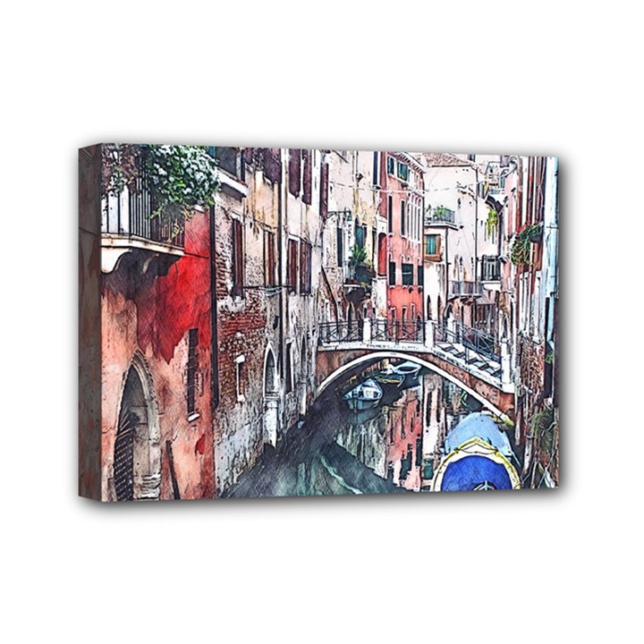 Venice Water Laguna Italy Mini Canvas 7  x 5  (Stretched)