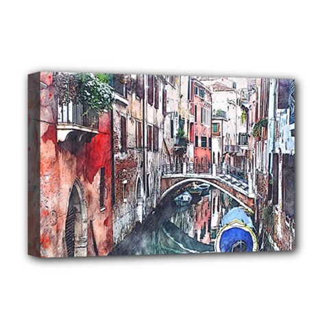 Venice Water Laguna Italy Deluxe Canvas 18  X 12  (stretched) by Wegoenart