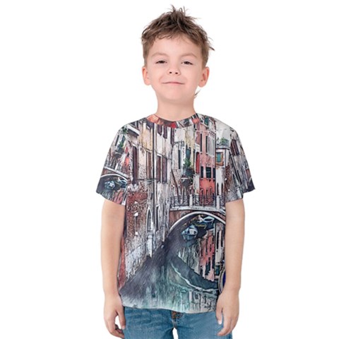 Venice Water Laguna Italy Kids  Cotton Tee by Wegoenart