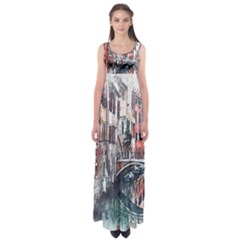 Venice Water Laguna Italy Empire Waist Maxi Dress by Wegoenart