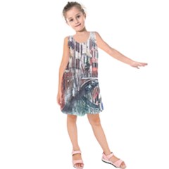 Venice Water Laguna Italy Kids  Sleeveless Dress by Wegoenart