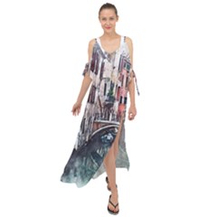 Venice Water Laguna Italy Maxi Chiffon Cover Up Dress by Wegoenart