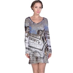 Building Architecture Columns Long Sleeve Nightdress by Wegoenart