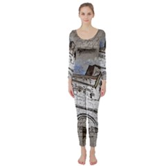 Building Architecture Columns Long Sleeve Catsuit by Wegoenart