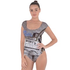 Building Architecture Columns Short Sleeve Leotard  by Wegoenart