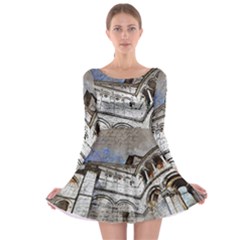 Building Architecture Columns Long Sleeve Skater Dress by Wegoenart