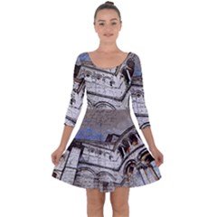 Building Architecture Columns Quarter Sleeve Skater Dress by Wegoenart