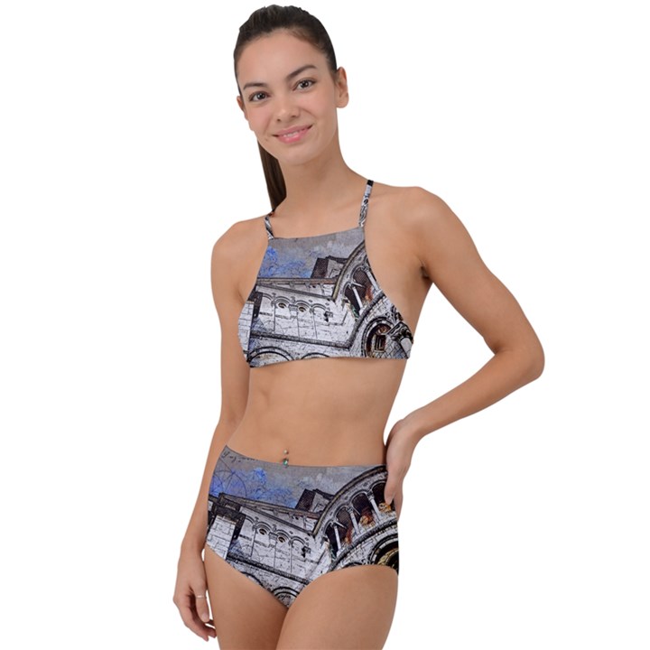 Building Architecture Columns High Waist Tankini Set