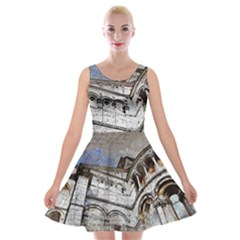 Building Architecture Columns Velvet Skater Dress by Wegoenart