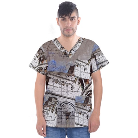 Building Architecture Columns Men s V-neck Scrub Top by Wegoenart