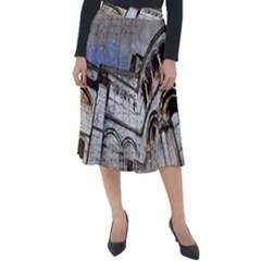 Building Architecture Columns Classic Velour Midi Skirt  by Wegoenart