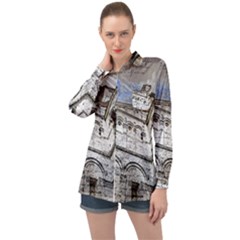 Building Architecture Columns Long Sleeve Satin Shirt