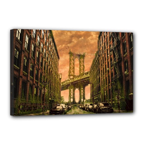 Architecture Buildings City Bridge Canvas 18  X 12  (stretched)