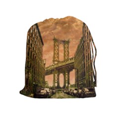 Architecture Buildings City Bridge Drawstring Pouch (xl) by Wegoenart