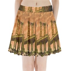 Architecture Buildings City Bridge Pleated Mini Skirt by Wegoenart