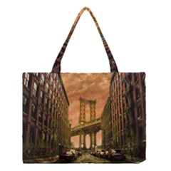 Architecture Buildings City Bridge Medium Tote Bag by Wegoenart