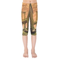 Architecture Buildings City Bridge Kids  Capri Leggings  by Wegoenart