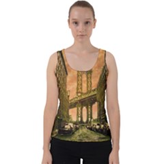 Architecture Buildings City Bridge Velvet Tank Top by Wegoenart