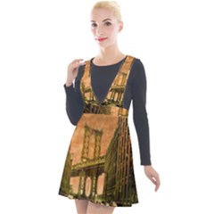 Architecture Buildings City Bridge Plunge Pinafore Velour Dress by Wegoenart