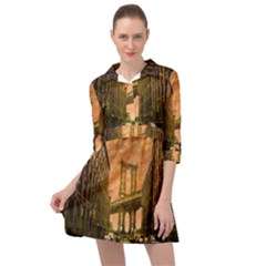 Architecture Buildings City Bridge Mini Skater Shirt Dress by Wegoenart