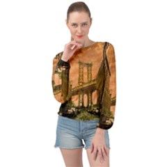 Architecture Buildings City Bridge Banded Bottom Chiffon Top